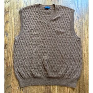 Como Sport Sweater Vest Mens Size Large 100% Baby Alpaca Made In Peru Brown Knit